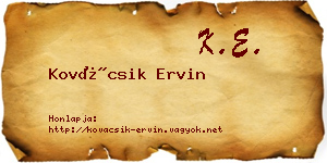 Kovácsik Ervin névjegykártya