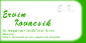 ervin kovacsik business card